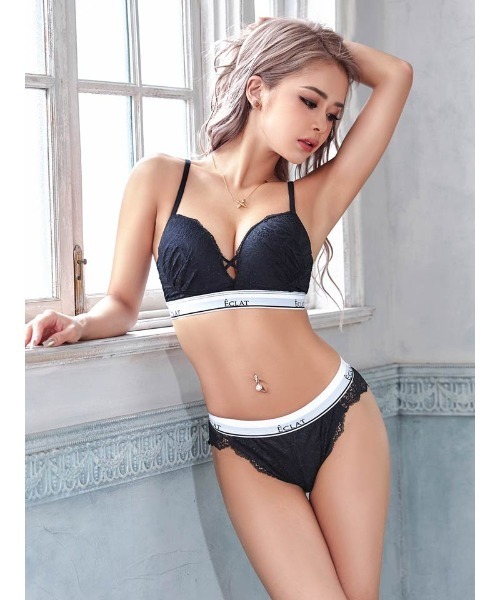 ノンワイヤー カジュアル レースアップ ブラジャー & バック透け フル