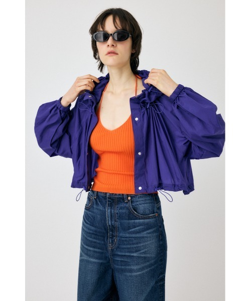MOUSSY(マウジー)の「2WAY SEMI SHEER ジャケット(ナイロンジャケット・レディース・ブラック/ライトベージュ/ダークパープル/ホワイト・FREE)」の14枚目の写真