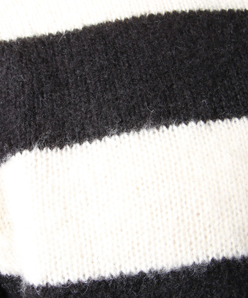 AMERICAN RAG CIE（アメリカンラグシー）の「AMERICAN RAG CIE モヘアボーダー長袖ニット / 109-AMG-M152-KN614（ニット/セーター・メンズ・ブラック×ホワイト/バーガンディー/グレー・1/2）」の5枚目の写真
