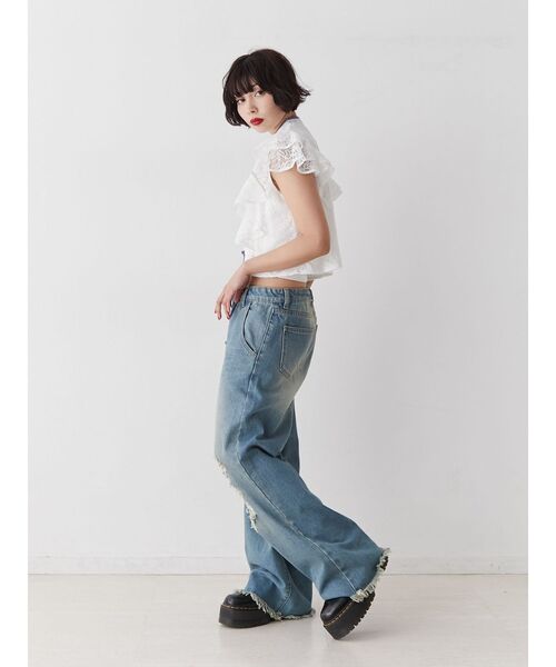 jouetie（ジュエティ）の「ショルダーフリルレースチャイナブラウス（シャツ/ブラウス・レディース・ブラック/ピンク/オフホワイト・MEDIUM）」の13枚目の写真