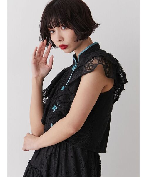 jouetie（ジュエティ）の「ショルダーフリルレースチャイナブラウス（シャツ/ブラウス・レディース・ブラック/ピンク/オフホワイト・MEDIUM）」の17枚目の写真