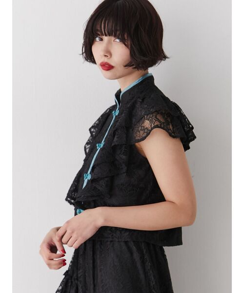 jouetie（ジュエティ）の「ショルダーフリルレースチャイナブラウス（シャツ/ブラウス・レディース・ブラック/ピンク/オフホワイト・MEDIUM）」の18枚目の写真