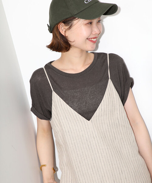 SLOBE IENA(スローブイエナ)の「《追加》スラブ5分袖TEE(Tシャツ/カットソー・レディース・スカイブルー/ピンク系その他/チャコールグレー/ホワイト・FREE)」の6枚目の写真