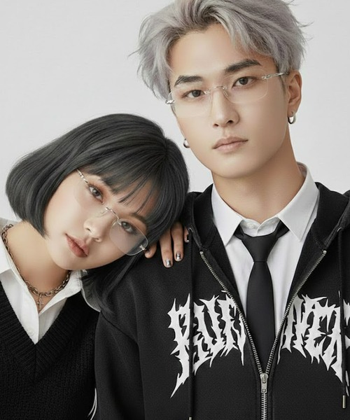 フレームレス/リムレスメガネ/韓国っぽギークシック/ユニセックス