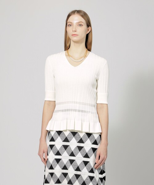 1♦︎ポポ美品エポカ　コットンナイロンストレッチ シアーコンビニット コットンナイロンストレッチ シアーコンビニット(トップス