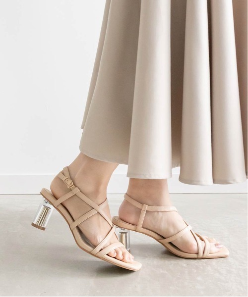 RANDA(ランダ)の「クリア×ゴールドヒール ナローストラップサンダル RANDA(ランダ)の「クリア×ゴールドヒール ナローストラップサンダル