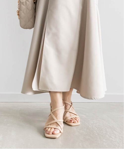 RANDA（ランダ）の「クリア×ゴールドヒール ナローストラップサンダル