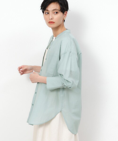 OPAQUE.CLIP（オペークドットクリップ）の「◆ダブルポケットシアーシャツ【洗濯機洗い可】（シャツ/ブラウス・レディース・ライトイエロー系/ライトグリーン/ダークグレー・42/40/38/36）」の9枚目の写真