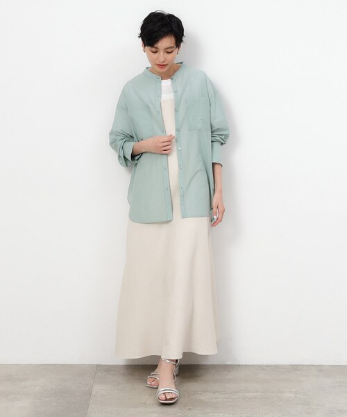 OPAQUE.CLIP（オペークドットクリップ）の「◆ダブルポケットシアーシャツ【洗濯機洗い可】（シャツ/ブラウス・レディース・ライトイエロー系/ライトグリーン/ダークグレー・42/40/38/36）」の10枚目の写真