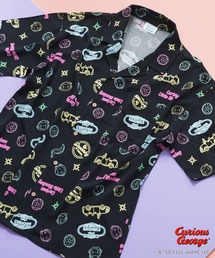 おさるのジョージ オリジナルプリントレーヨン総柄シャツ キャラアロハ