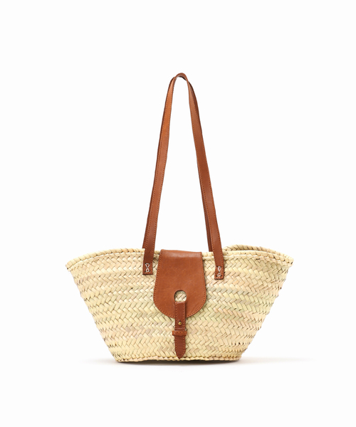KECH LeS ESSENTIELS（ケッシュルエッセンシャル）の「KECH LeS ESSENTIELS/ケッシュ ル エッセンシャル ラフィアレザーフラップ S（かごバッグ・レディース・ブラウン/ブラック・FREE）」の9枚目の写真