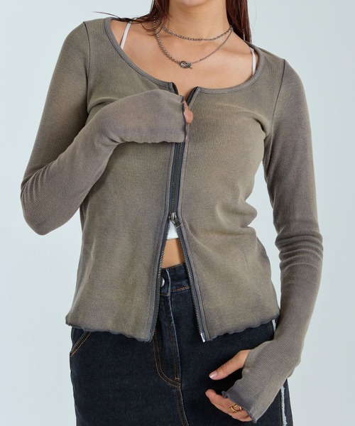 ダブルジップカーディガン