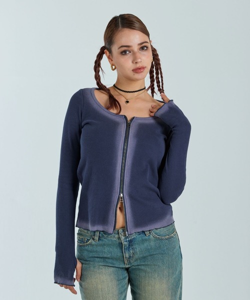 ダブルジップカーディガン