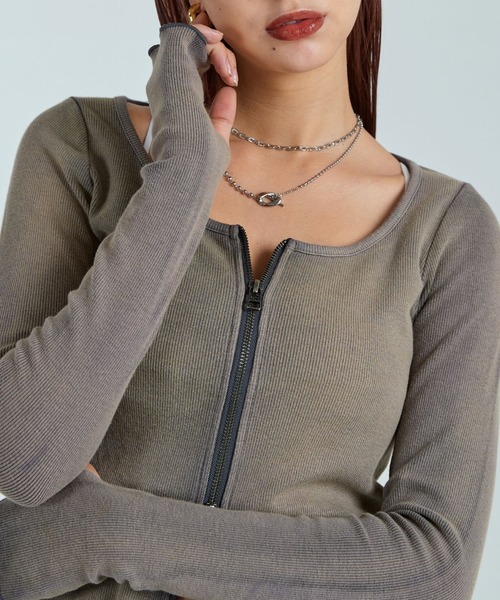 ダブルジップカーディガン