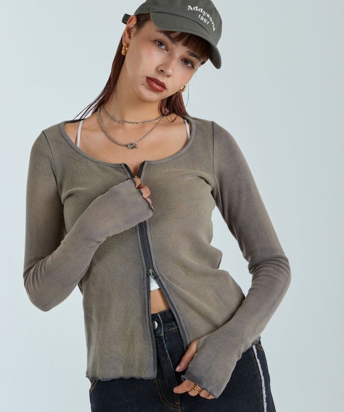 ダブルジップカーディガン