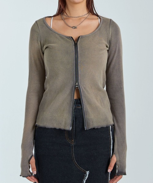 ダブルジップカーディガン