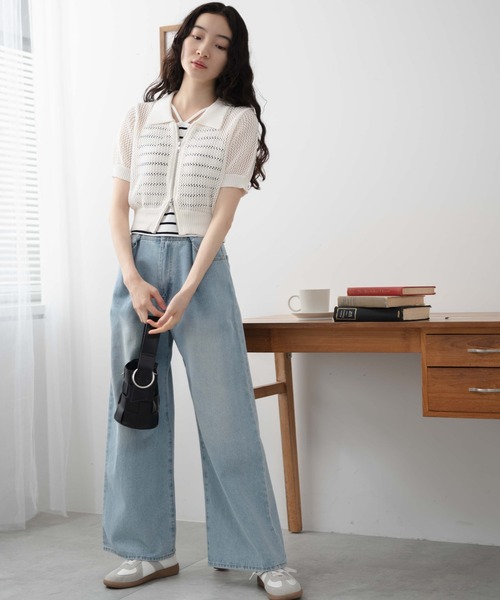 WEGO(ウィゴー)の「WEGO/WZIPニットカーデ(カーディガン/ボレロ・レディース・ブラック/ホワイト/ブルー/ホワイト系その他5・FREE)」の19枚目の写真