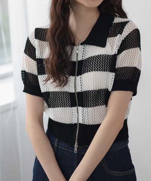 WEGO(ウィゴー)の「WEGO/WZIPニットカーデ(カーディガン/ボレロ・レディース・ブラック/ホワイト/ブルー/ホワイト系その他5・FREE)」の15枚目の写真