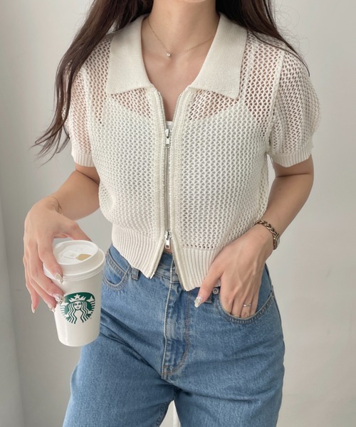 WEGO(ウィゴー)の「WEGO/WZIPニットカーデ(カーディガン/ボレロ・レディース・ブラック/ホワイト/ブルー/ホワイト系その他5・FREE)」の17枚目の写真