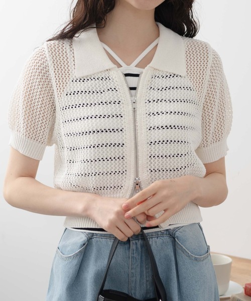 WEGO(ウィゴー)の「WEGO/WZIPニットカーデ(カーディガン/ボレロ・レディース・ブラック/ホワイト/ブルー/ホワイト系その他5・FREE)」の14枚目の写真