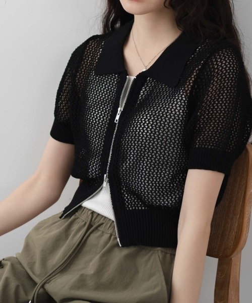 WEGO(ウィゴー)の「WEGO/WZIPニットカーデ(カーディガン/ボレロ・レディース・ブラック/ホワイト/ブルー/ホワイト系その他5・FREE)」の16枚目の写真