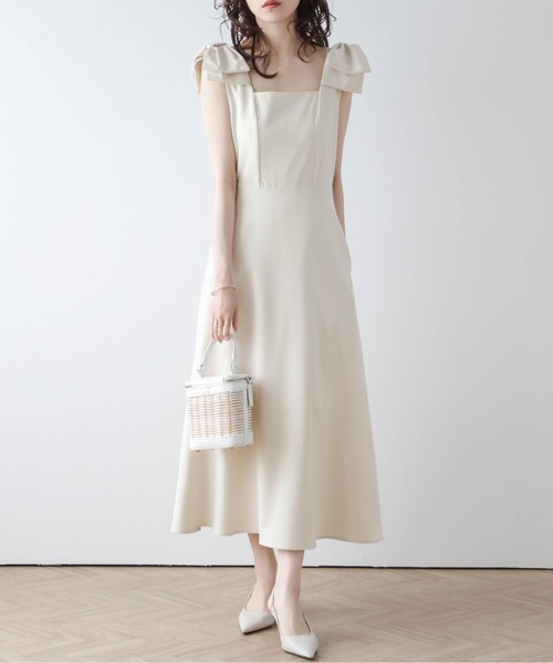 AMELY（エミリー）の「リボンショルダーワンピース（ワンピース・レディース・ベージュ/ネイビー/ブラック・M/L）」の2枚目の写真
