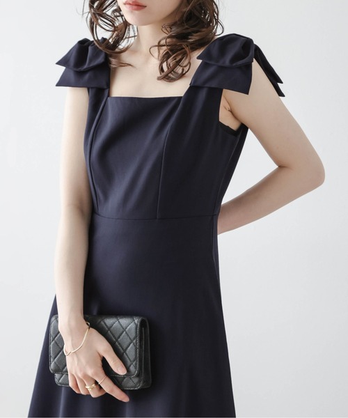 AMELY（エミリー）の「リボンショルダーワンピース（ワンピース・レディース・ベージュ/ネイビー/ブラック・M/L）」の19枚目の写真