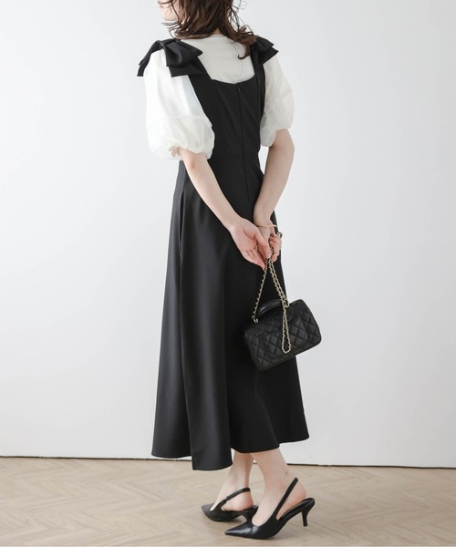 AMELY（エミリー）の「リボンショルダーワンピース（ワンピース・レディース・ベージュ/ネイビー/ブラック・M/L）」の21枚目の写真