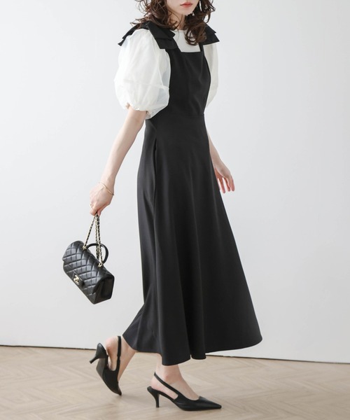 AMELY（エミリー）の「リボンショルダーワンピース（ワンピース・レディース・ベージュ/ネイビー/ブラック・M/L）」の22枚目の写真