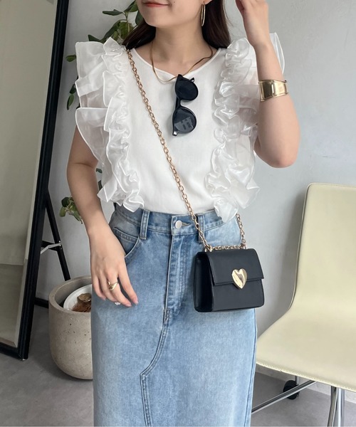 prose verse（プロズヴェール）の「オーガンジーフリルドッキングノースリーブニット（ニット/セーター・レディース・オフホワイト/ブラック・ﾌﾘ-）」の10枚目の写真