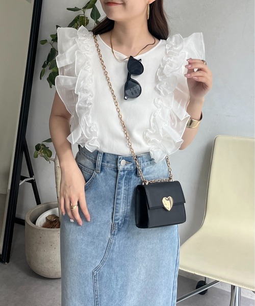 prose verse（プロズヴェール）の「オーガンジーフリルドッキングノースリーブニット（ニット/セーター・レディース・オフホワイト/ブラック・ﾌﾘ-）」の9枚目の写真