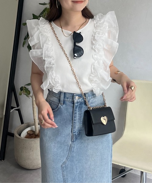 prose verse（プロズヴェール）の「オーガンジーフリルドッキングノースリーブニット（ニット/セーター・レディース・オフホワイト/ブラック・ﾌﾘ-）」の8枚目の写真