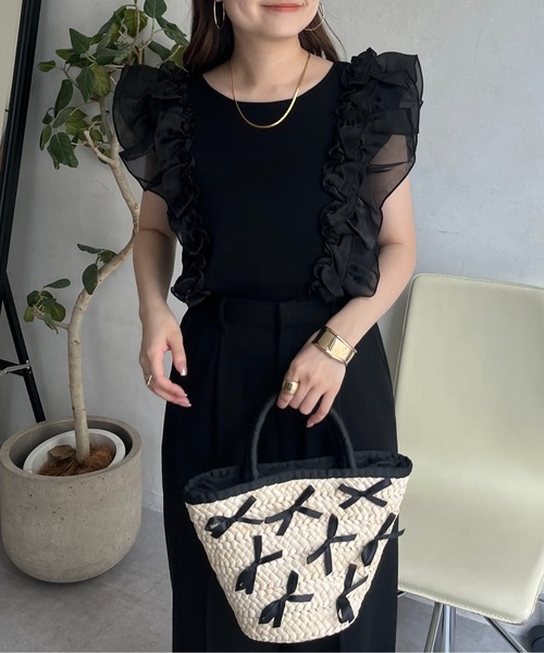 prose verse（プロズヴェール）の「オーガンジーフリルドッキングノースリーブニット（ニット/セーター・レディース・オフホワイト/ブラック・ﾌﾘ-）」の16枚目の写真