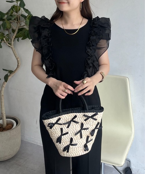 prose verse（プロズヴェール）の「オーガンジーフリルドッキングノースリーブニット（ニット/セーター・レディース・オフホワイト/ブラック・ﾌﾘ-）」の18枚目の写真