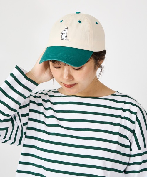MOOMIN(ムーミン)の「MOOMIN / ムーミン ダブルカラー キャップ DOUBLEcolorcap NBJ(キャップ・レディース・ベージュ/グリーン・FREE)」の2枚目の写真