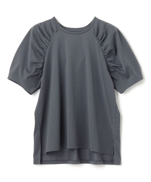 UNFILO(アンフィーロ)の「ショルダーギャザーT(Tシャツ/カットソー・レディース・ブラック系/スカイブルー系/ホワイト系/グレー系・SMALL/MEDIUM/LARGE)」の1枚目の写真