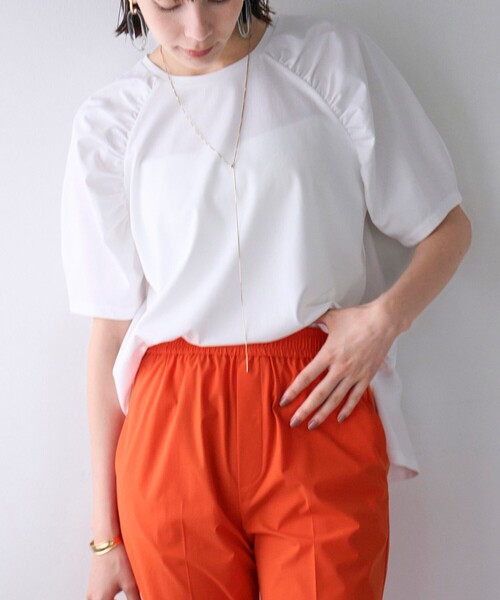 UNFILO(アンフィーロ)の「ショルダーギャザーT(Tシャツ/カットソー・レディース・ブラック系/スカイブルー系/ホワイト系/グレー系・SMALL/MEDIUM/LARGE)」の11枚目の写真