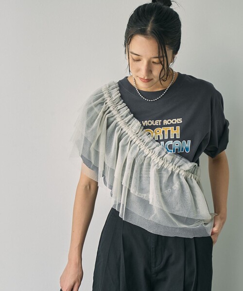 coen(コーエン)の「マルチWAYラメチュールフリルカラートップス(その他トップス・レディース・ブラック/ナチュラル/ライトブルー・FREE)」の3枚目の写真