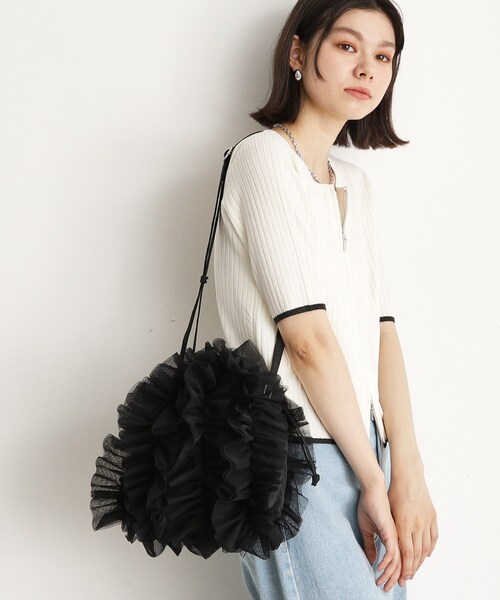 THE SHOP TK （ザ ショップ ティーケー ）の「フリルチュール巾着バッグ（トートバッグ・レディース・ブラック/オフホワイト・00）」の16枚目の写真