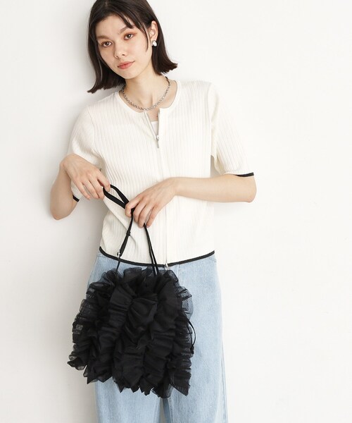 THE SHOP TK （ザ ショップ ティーケー ）の「フリルチュール巾着バッグ（トートバッグ・レディース・ブラック/オフホワイト・00）」の17枚目の写真