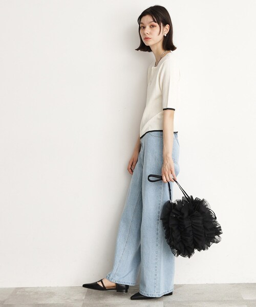 THE SHOP TK （ザ ショップ ティーケー ）の「フリルチュール巾着バッグ（トートバッグ・レディース・ブラック/オフホワイト・00）」の18枚目の写真