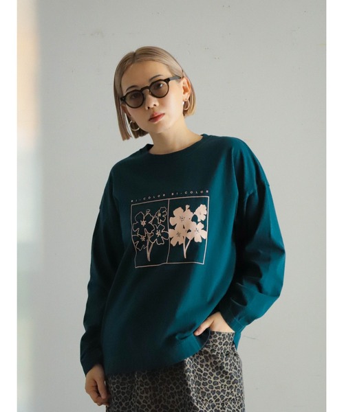 FIL DE FER(フィルデフェール)の「BI-COLOR FLOWERS PT クルーネックTEE(Tシャツ/カットソー・レディース・ホワイト/イエロー/グリーン・FREE)」の10枚目の写真