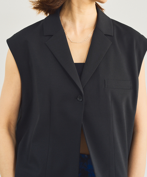 24AW イエナ　ジレ　ベスト ♡IENA イエナダブルフェイスデザインベストブラックジレ