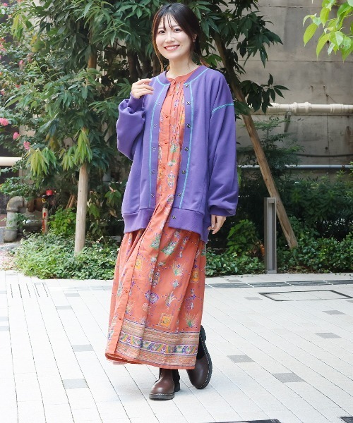 チチカカ（チチカカ）の「リングドットスウェットカーディガン（カーディガン/ボレロ・レディース・グレー/チャコールグレー/パープル・FREE）」の6枚目の写真