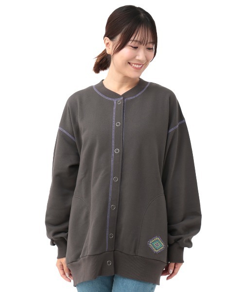 チチカカ（チチカカ）の「リングドットスウェットカーディガン（カーディガン/ボレロ・レディース・グレー/チャコールグレー/パープル・FREE）」の13枚目の写真