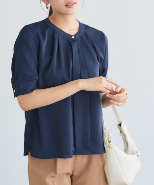 Pierrot(ピエロ)の「2wayタックパフブラウス(シャツ/ブラウス・レディース・ネイビー/グレー/オフホワイト・M/L)」の3枚目の写真