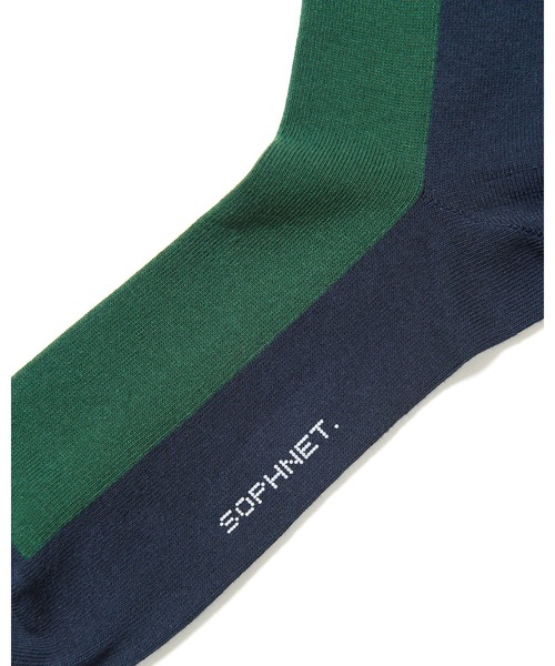 SOPHNET.（ソフネット）の「2TONE SOCKS（ソックス/靴下・メンズ・ブラック/グリーン/イエロー・MEDIUM/LARGE）」の8枚目の写真