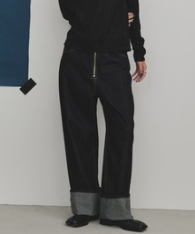 MERLOT | アウトジップロールアップルーズデニム/セットアップ着用可能(デニムパンツ)