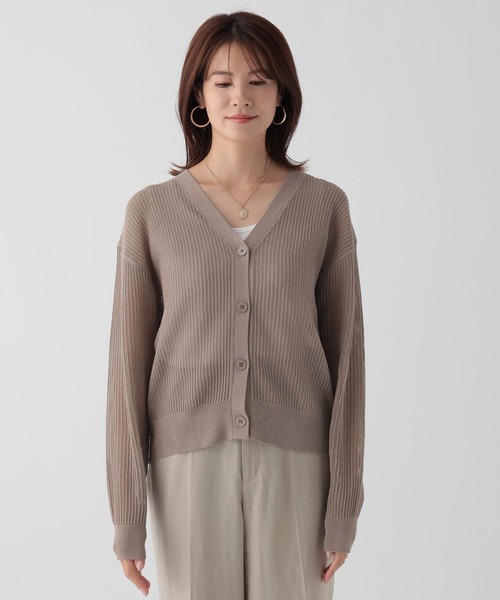 Elura（エルーラ）の「メッシュニットカーディガン/133602（カーディガン/ボレロ・レディース・ブラック/ベージュ・FREE）」の8枚目の写真