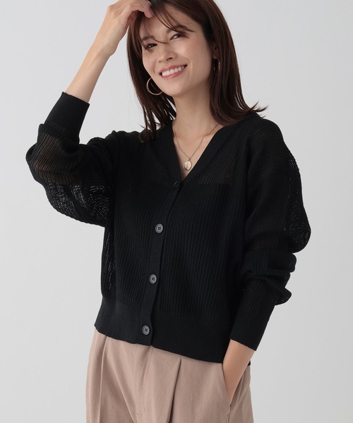 Elura（エルーラ）の「メッシュニットカーディガン/133602（カーディガン/ボレロ・レディース・ブラック/ベージュ・FREE）」の3枚目の写真